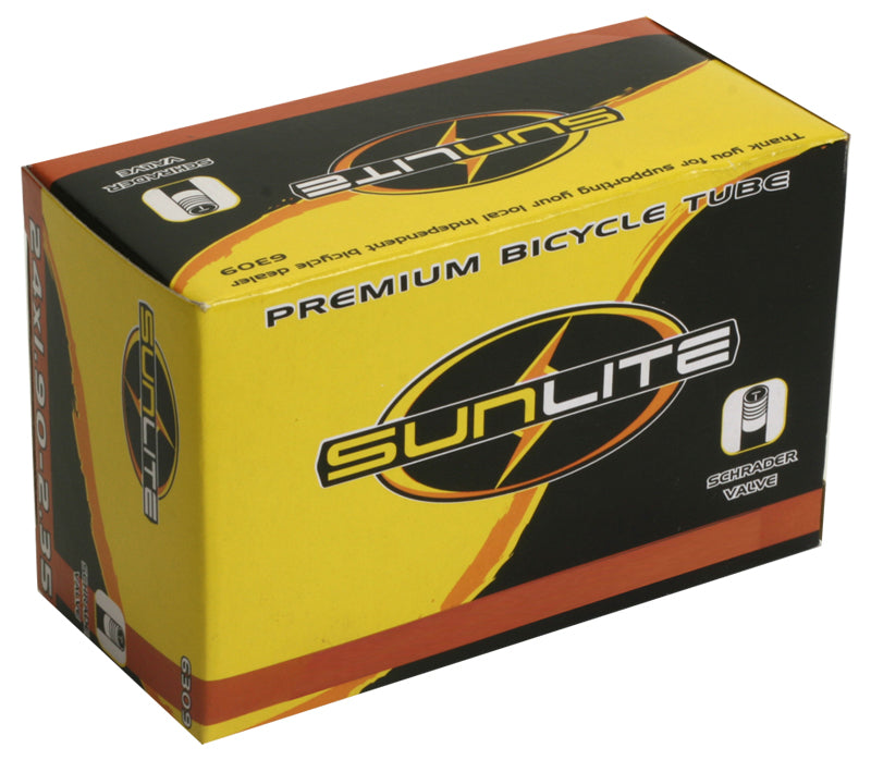 24x1-3/8 Bicycle Inner Tube with Straight Valve, packaged in a box, labeled with product details and branding, designed for replacing old bike inner tubes for improved performance.