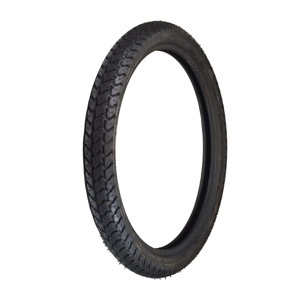 2.50-17 Tire for Honda Passport C70 features deep treads for enhanced longevity and precise steering. Close-up shows durable rubber compound resistant to cuts and damage.