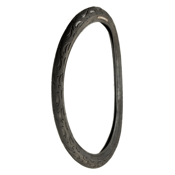 26 x 2.125 Mongoose Bicycle Tire by Kenda, featuring a distinctive tread pattern, suitable for Mongoose CR36V450 and CR24V450 electric bikes, commonly used on mountain bikes and beach cruisers.