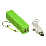 2600mAh Portable USB External Power Bank Battery Charger for Smartphones with an attached key chain and a connected white USB cable for convenient charging.