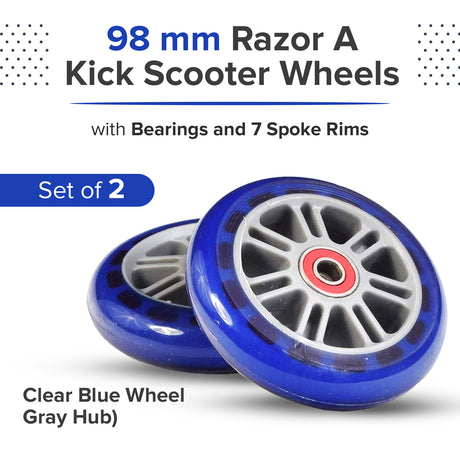 98 mm Razor A Kick Scooter Wheels with Bearings (Set of 2)