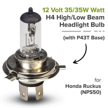 12 Volt 35/35W Watt H4 High/Low Beam Headlight Bulb with P43T Base