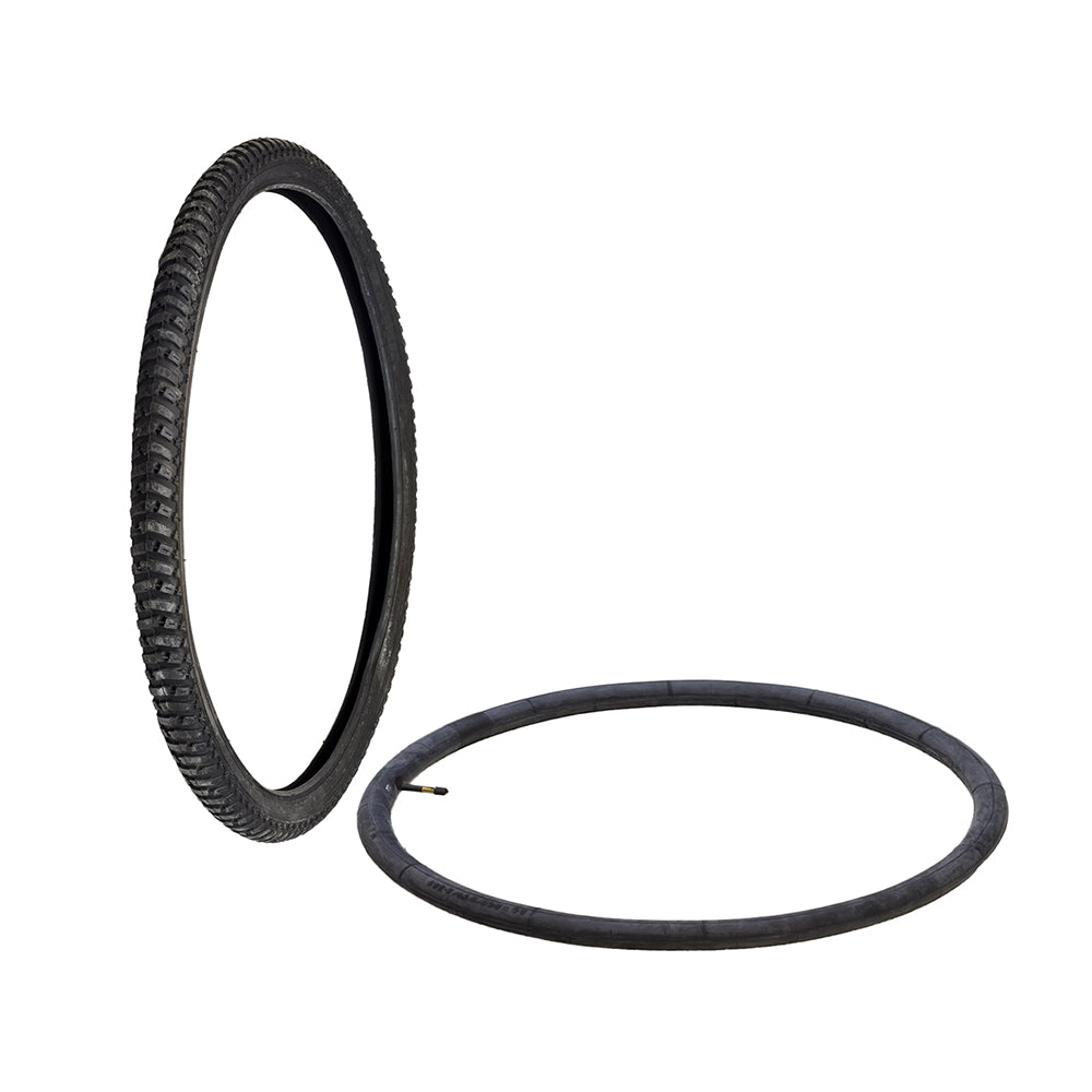 26 Tire & Tube Set for Electric Bikes by Golden Motor Technology, featuring a close-up view of the tread and rubber ring, ideal for e-bikes.