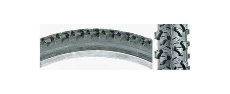 Close-up of the 26x2.1 Black MTB Bicycle Tire by Sunlite, showing detailed tread patterns, ideal for mountain biking.