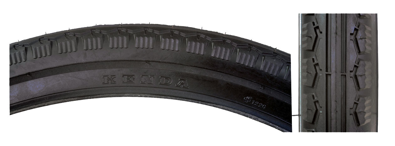 26x2.125 Black Street Bicycle Tire from Sunlite, featuring a close-up view of its tread pattern and logo, ideal for replacing old bike tires.