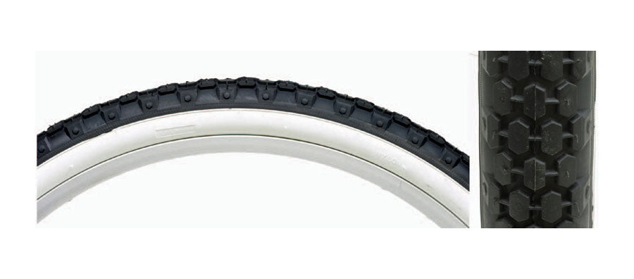 Close-up of a 26x2.125 Cruiser 80 Bicycle Tire by Sunlite, showcasing the tread pattern and durable synthetic rubber material. Ideal for replacing worn-out bike tires.