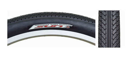 Close-up of the 26x2.25 Cruiser 912 Bicycle Tire by Sunlite, showcasing the detailed tread pattern and robust synthetic rubber material. Ideal for replacing old bike tires.