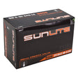 27.5x2.10-2.35 Bicycle Inner Tube with 48mm Presta Valve by Sunlite, packaged in a black box with orange text, highlighting its logo prominently.