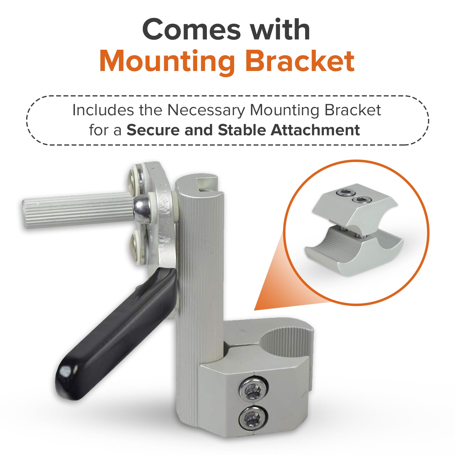 Gray Aluminum Wheel Lock with 1" Rear Clamp for 7/8" Tube Wheelchairs