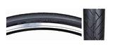 Close-up of a 27x1-1/4 Black Flat Shield Road Bicycle Tire by Sunlite, showcasing the tire tread and durability for road use.