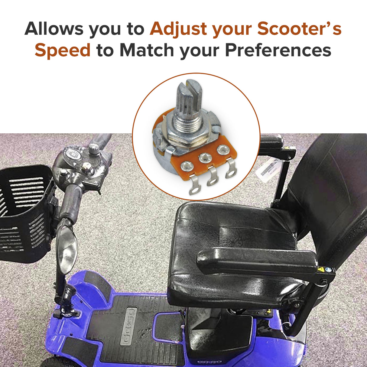 Speed Pot (Rabbit/Turtle) Switch for Pride and Go-Go Mobility Scooters (DWR9905H009)