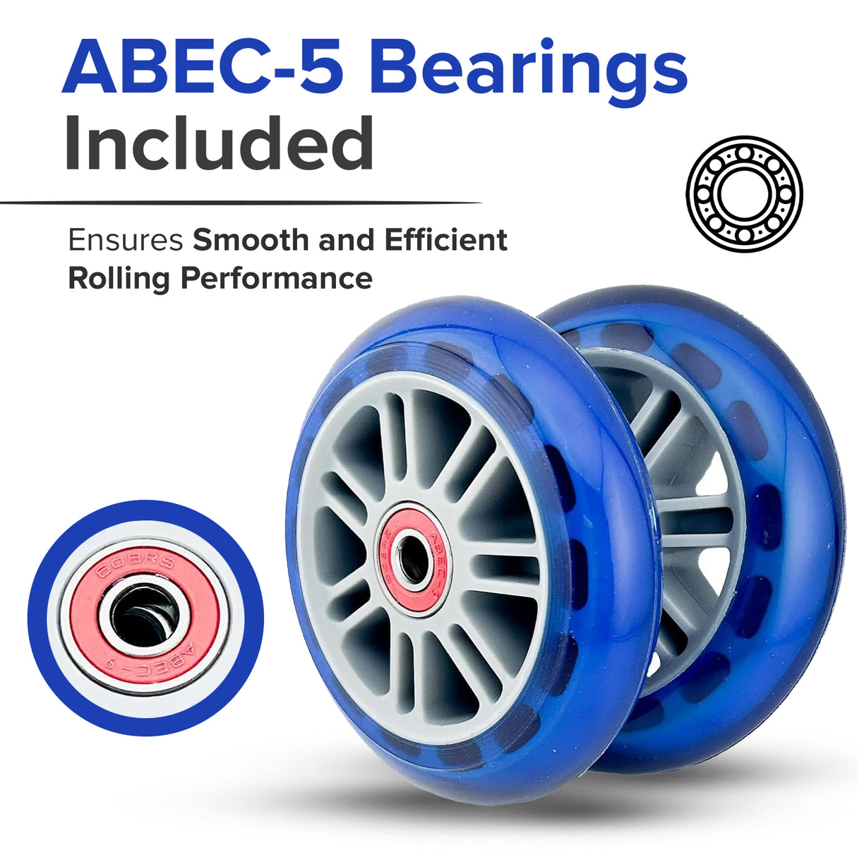 98 mm Razor A Kick Scooter Wheels with Bearings (Set of 2)