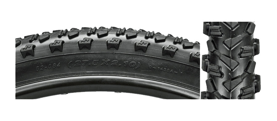 Close-up of a 27.5x2.1 Crusader CST1435A Tire (Sunlite) showing detailed tread pattern, ideal as a replacement bike tire.