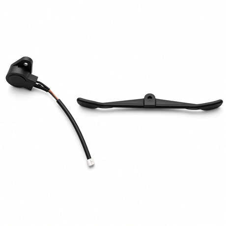 Throttle pot and lever for the Golden Buzzaround CarryOn GB120 scooter, a black plastic assembly with attached cable, mounted on the tiller.
