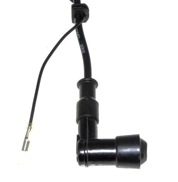 Ignition Coil for 2-Stroke Engines 33cc-52cc with 52 mm Mounting Hole Spacing, featuring a black wire and cable, designed for recreational scooters.