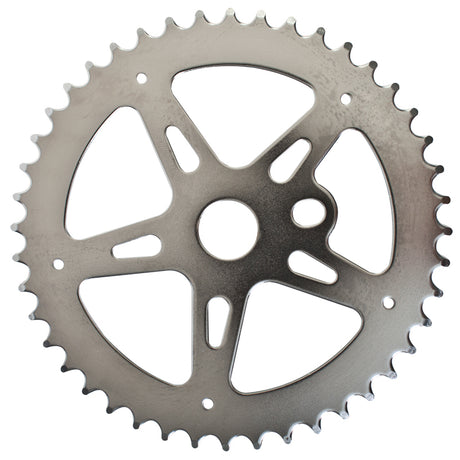 Close-up of the 3/32 Single Chain Sprocket, showcasing its metal gear teeth, ideal for bikes and scooters.