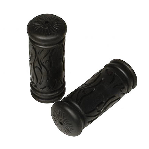 3 Handlebar Grip Set for eZip and IZIP Electric Bikes, featuring a pair of black handlebars with textured grips, close-up details of the grip pattern, and a cylindrical shape for secure handling.