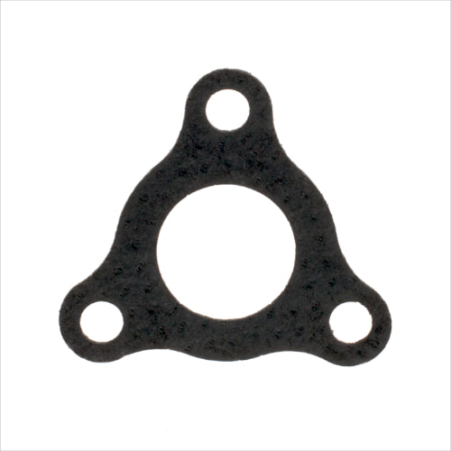 3 Point Scooter Exhaust Gasket: Circular black rubber piece with one central hole and three equidistant mounting holes, designed for full-size gas scooters.