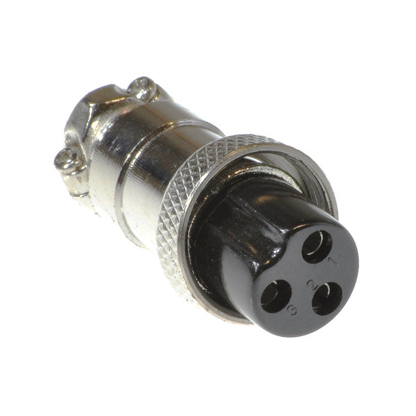 Close-up of a 3 Prong Female Connector, designed to replace damaged or missing connectors on old battery chargers.