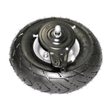 3.00-4 Rear Wheel Assembly for the Razor E300 (Versions 36+), featuring a black tire, metal rim, drive sprocket, and brake assembly, essential for the scooter's performance and safety.