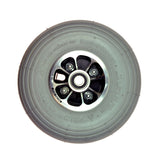 3.00-4 (10 x 3) Solid Front Wheel Assembly for the 3-Wheel Pride Celebrity X (SC4001) and Legend (SC3000) mobility scooters, featuring a rim and tire in a close-up view.