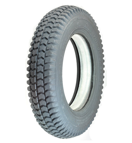 Close-up of the Heavy Duty 14x3 (3.00-8) Foam-Filled Mobility Tire with Powertrax Knobby Tread, showcasing its non-marking gray knobby tread and narrow, ridge-like raised lip profile.