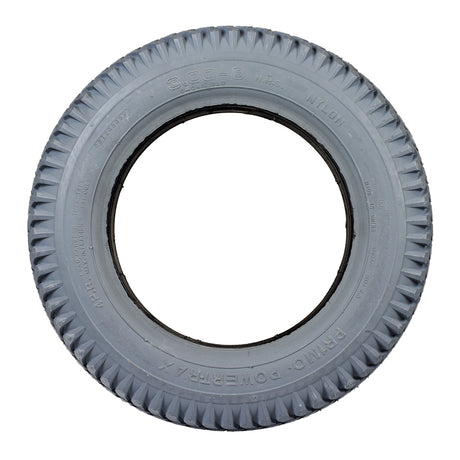 14x3 (3.00-8) Foam-Filled Mobility Tire with a smooth, flush profile and 2.5 bead width, featuring Powertrax C248G Tread by Primo, shown with a circular rim.