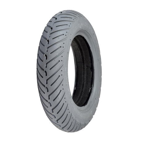 Close-up of a 14x3 (3.00-8) foam-filled mobility tire with C917G Access V-Groove tread, featuring a flush profile and approximately 2.375 bead width, suitable for various power chairs.