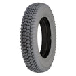 14x3 Foam-Filled Mobility Tire for Jazzy 1120 with Powertrax Knobby Tread, showcasing a durable black rim and close-up of the rugged tread design for flat-free performance.