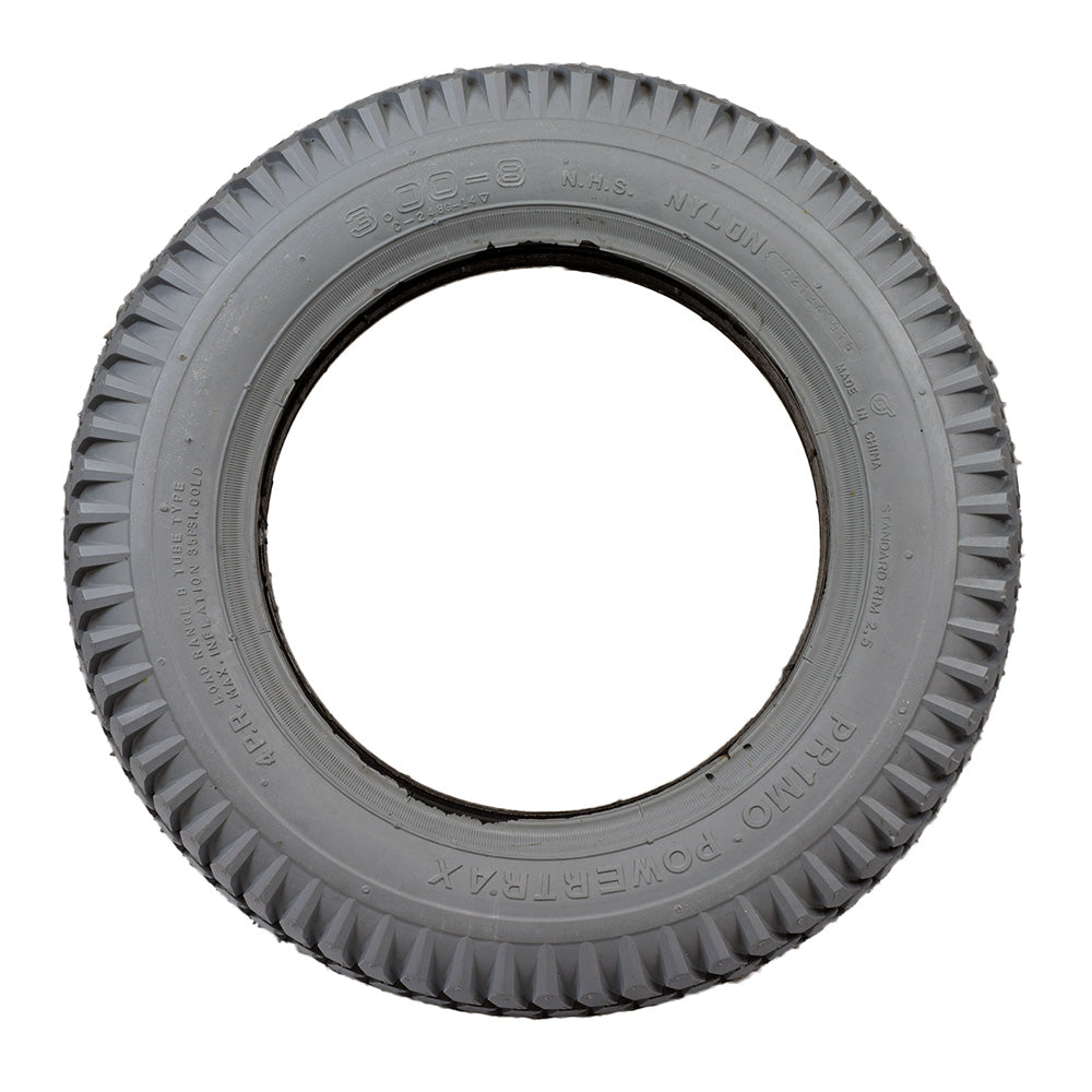 14x3 (3.00-8) Foam-Filled Mobility Tire with Powertrax Knobby Tread for the Jazzy 1120, featuring a solid foam core and durable tread pattern for flat-free performance.