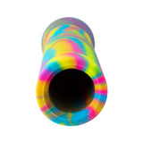 125 mm Rainbow Swirl Handlebar Grips for Bikes & Scooters, featuring a colorful spiral design with a low ramped flange and micro-ribbed texture for a secure and comfortable grip.