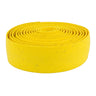 Origin8 Pro Cork Handlebar Tape, shown as a yellow rubber band, offers a soft, grippy texture ideal for bike bars, baseball bats, and tool handles, featuring adhesive back and tapered edges.