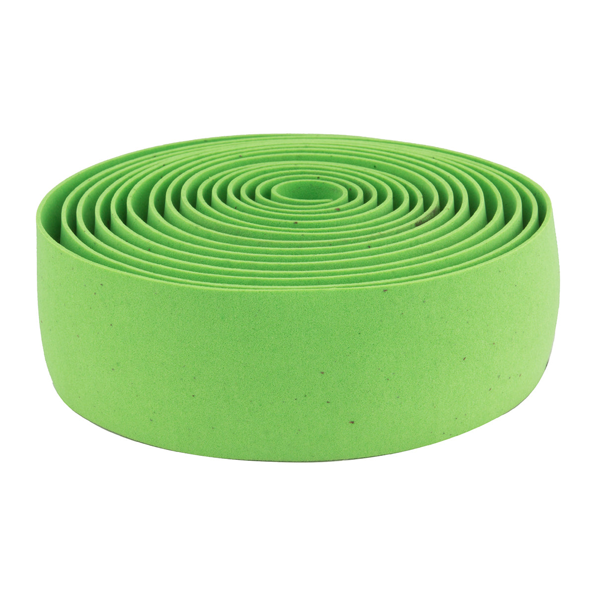 Origin8 Pro Cork Handlebar Tape in green, shown as a close-up roll, highlighting its spiral texture and adhesive back, ideal for wrapping handlebars for a slip-free grip.