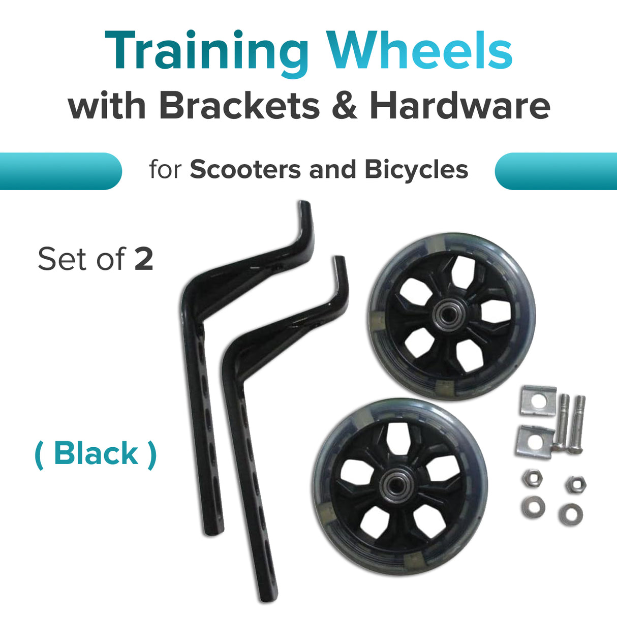 Training Wheels with Brackets & Hardware (Set of 2)