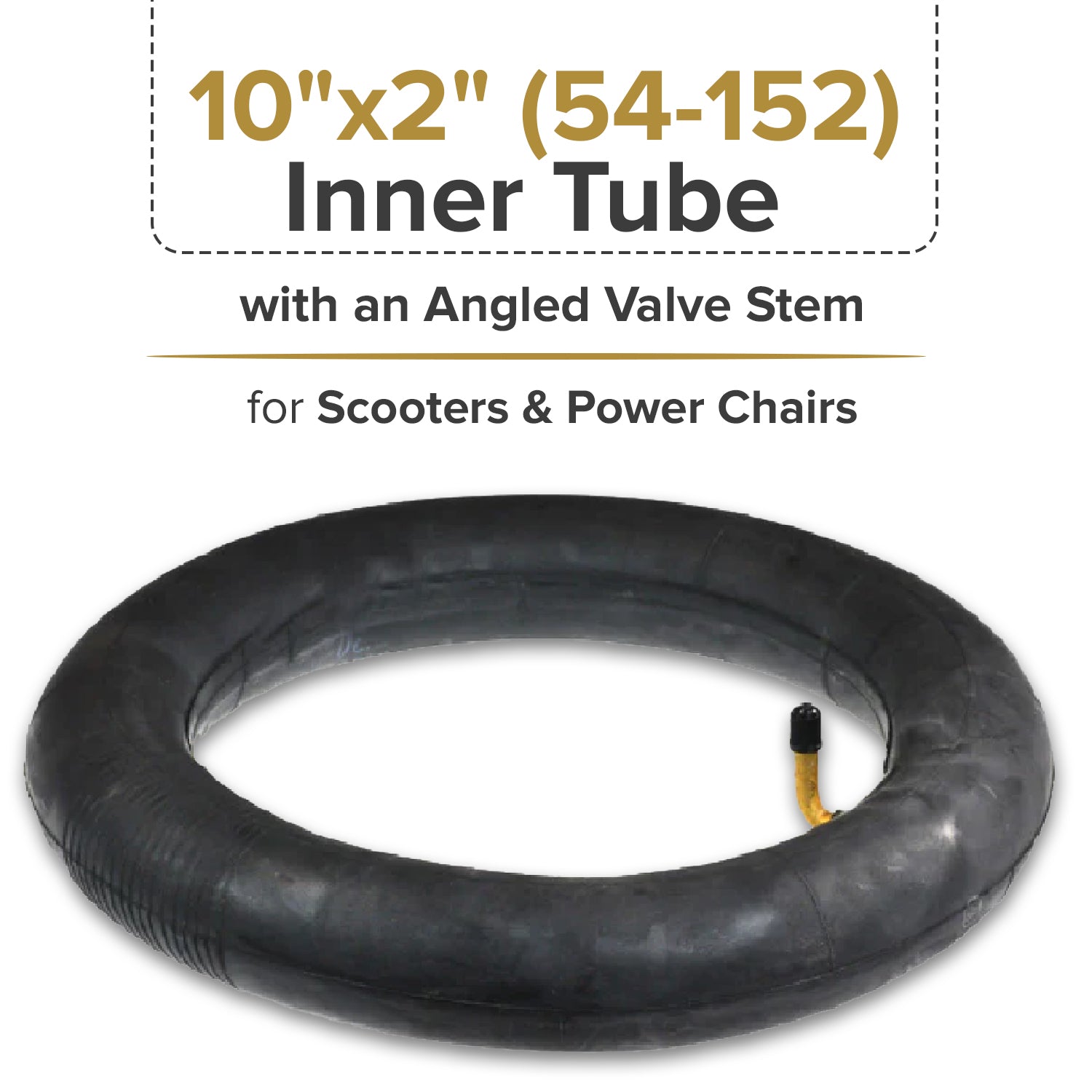 10"x2" (54-152) Inner Tube for Scooters & Power Chairs with an Angled Valve Stem
