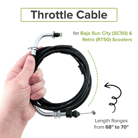 Throttle Cable for Baja Sun City (SC50) & Retro (RT50) Scooters
