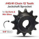 #40/41 Chain - 12 Tooth Jackshaft Sprocket with a 5/8" Bore for Go-Karts & Mini Bikes