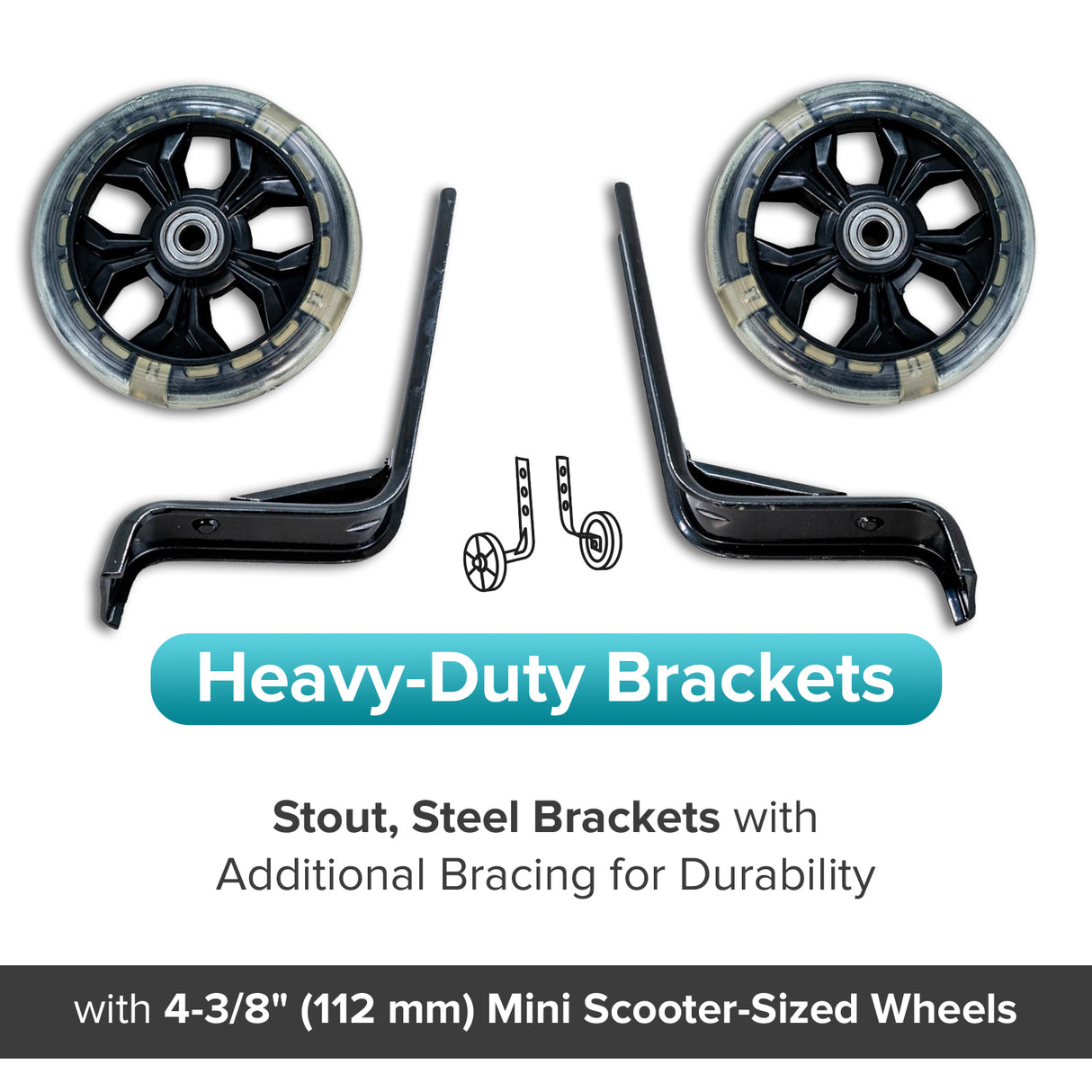 Training Wheels with Brackets & Hardware (Set of 2)