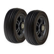 33000145 - WHL2007128 - Set of 2 black 6" x 2" caster wheels, side view showing ribbed solid tread and installed bearings, for the Merits Vision Sport (P326A) and Jazzy EVO 614 power chairs.