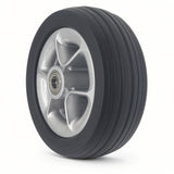 Merits 33100867 6" x 2" front and rear caster wheel for the Merits Velocity (P325) with black ribbed solid tire and silver rim