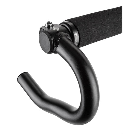 Origin8 Handlebar Drop Ends (Set of 2) showing black ergonomic drop bars made of AL6061-T6 alloy with a bead blasted finish, designed to mount securely on standard straight handlebars.