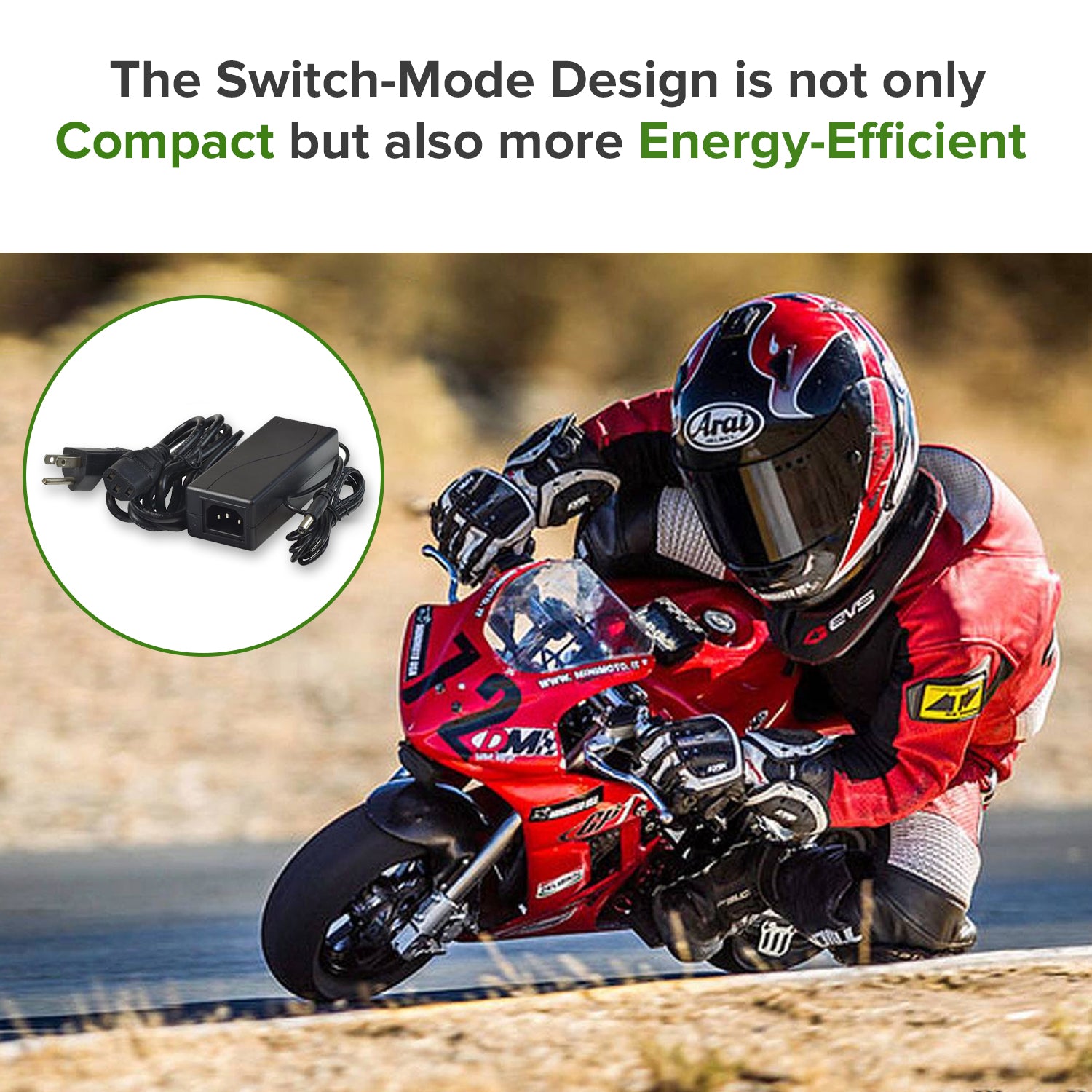 18 Volt 1.5 Amp 2.1mm ID Minimoto Sport Racer Coaxial Battery Charger