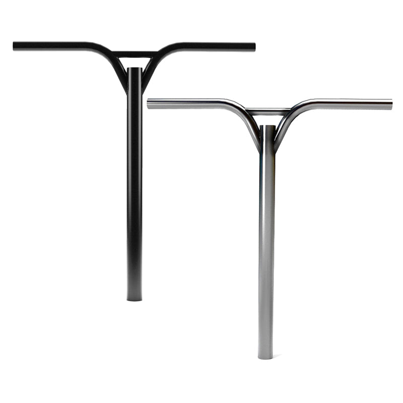 34.9 mm Lucky PryBar Kick Scooter Handlebar, featuring thick-walled black and silver metal bars with artisan-quality welds and a handlebar design, ideal for custom scooter builds.