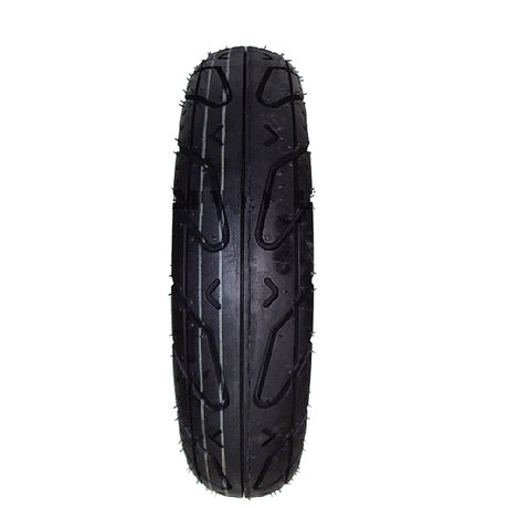 3.50-10 YX-P124 Tubeless Scooter Tire with P124 Tread for the TaoTao CY50-B Scooter; close-up of black tire with pronounced treads, ideal for vintage and modern scooters.