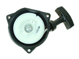 35cc Tanaka PureFire TC-355 Pull Start for BladeZ & Tanaka Scooters; a close-up of a black and white plastic pulley with a handle, designed as an OEM replacement for gas powerboards.