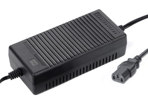 36 Volt 2.0 Amp 3-Pin Battery Charger for electric bicycles and scooters, featuring a black power supply with an attached cord and plug, suitable for sealed lead acid batteries.