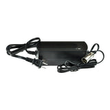 36 Volt 2.0 Amp XLR Battery Charger by Qili Power, featuring a compact black design with attached wires, suitable for electric mobility and recreational scooters with XLR connectors.