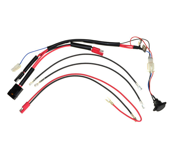 36 Volt Battery Wiring Harness with Charge Inhibitor for eZIP 1000, IZIP I-1000, Schwinn ST1000 featuring multiple connected wires and an XLR-3 charging port.