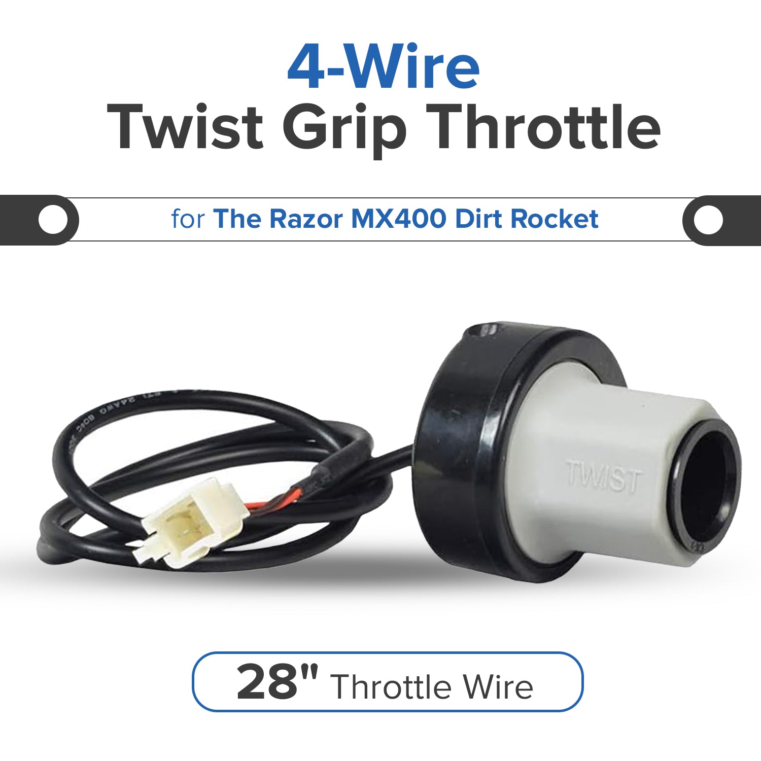 Razor Single Speed 4-Wire Twist Grip Throttle for Razor MX400 Dirt Rocket, All Versions