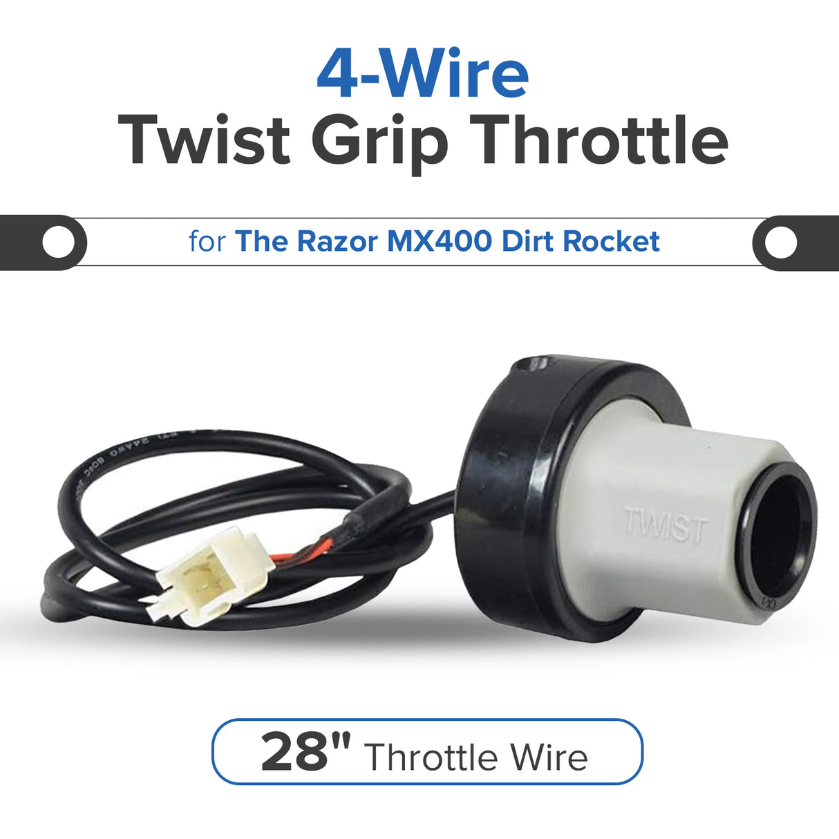 Razor Single Speed 4-Wire Twist Grip Throttle for Razor MX400 Dirt Rocket, All Versions